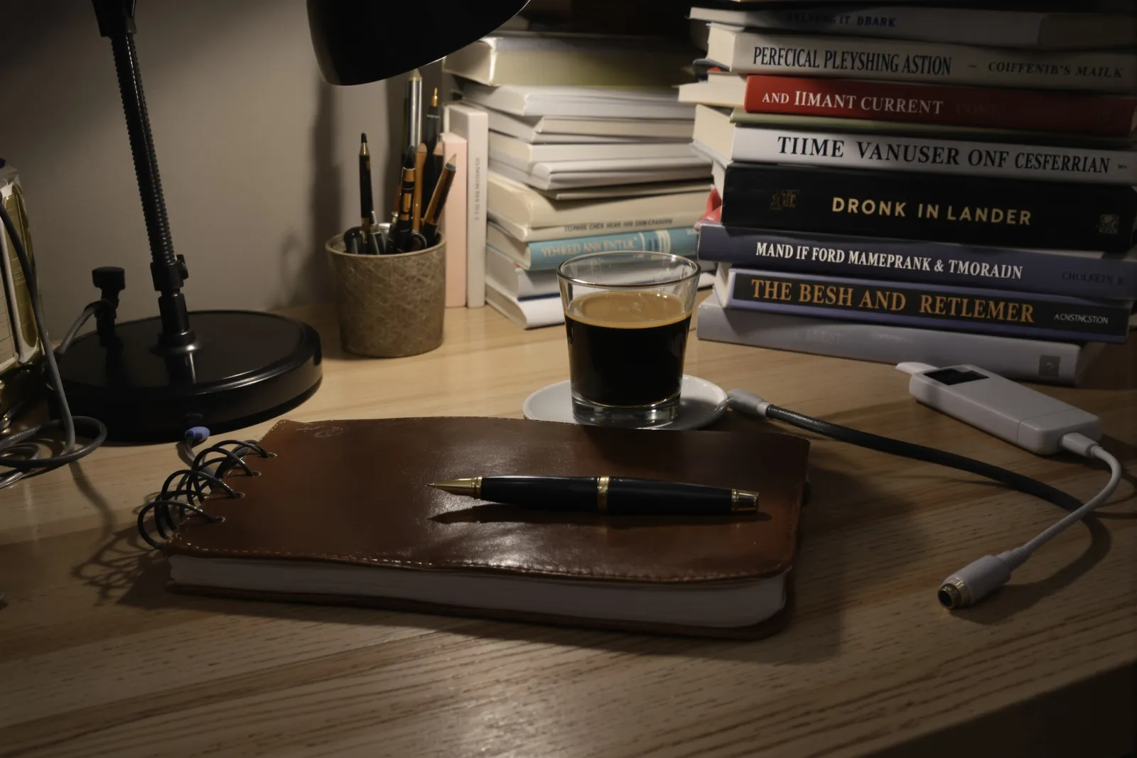 A worn leather notebook and fountain pen in the evening light: twenty years of searching, distilled into one system